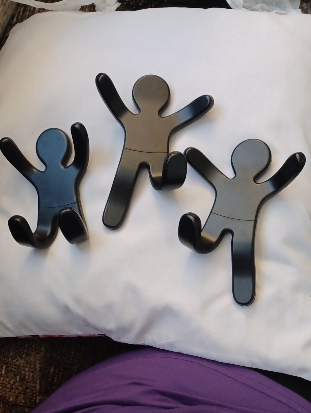 4/$40 Man-Shaped Wall Hooks - Set of 3 In Black